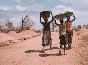 Women carrying baskets